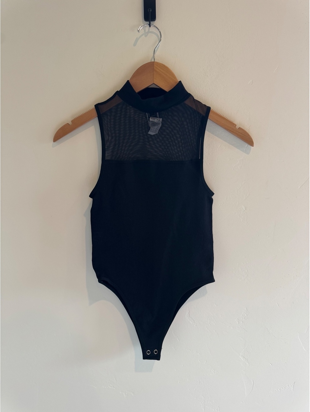 Forever 21 Black Mesh Mock Neck Bodysuit Size Small